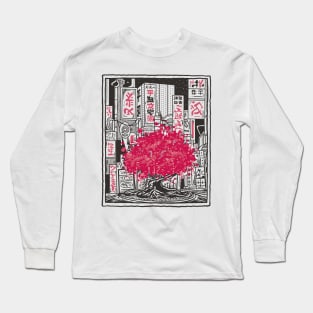 Japanese Sakura Tree Neo Tokyo Style Long Sleeve T-Shirt